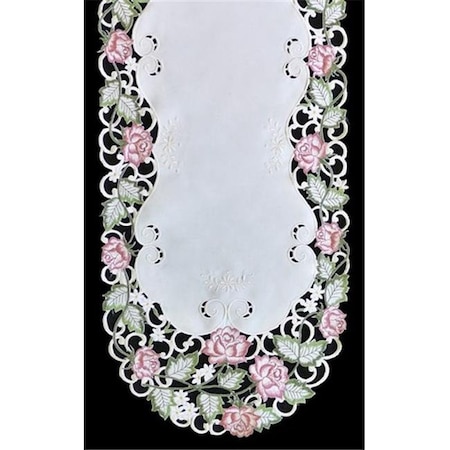 Sinobrite Sinobrite H7538-RS Victorian Rose & Pink Oval Runner; 16 x 72 in. H7538/RS(16x72)